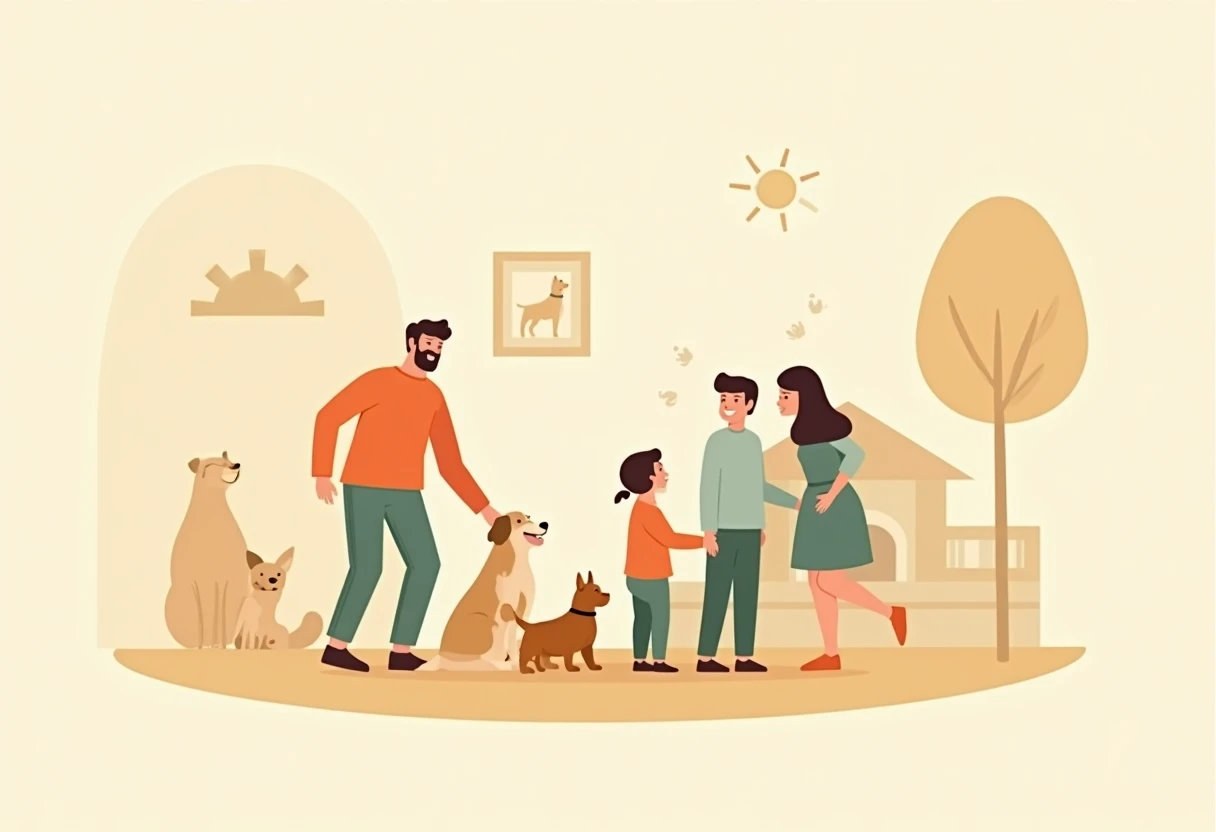 Familie im Tierheim mit Hund