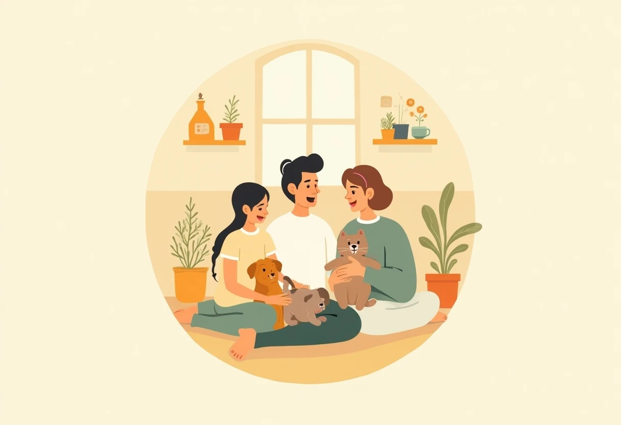Familia adoptando un gato en un refugio
